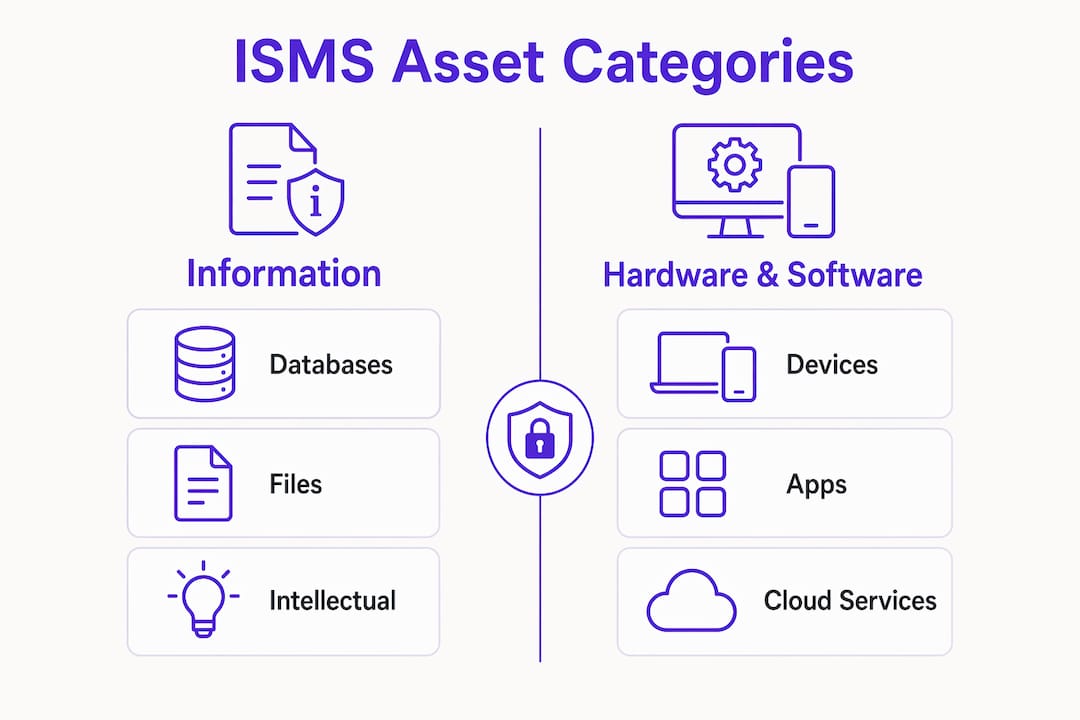 Infographic showing ISMS asset inventory categories