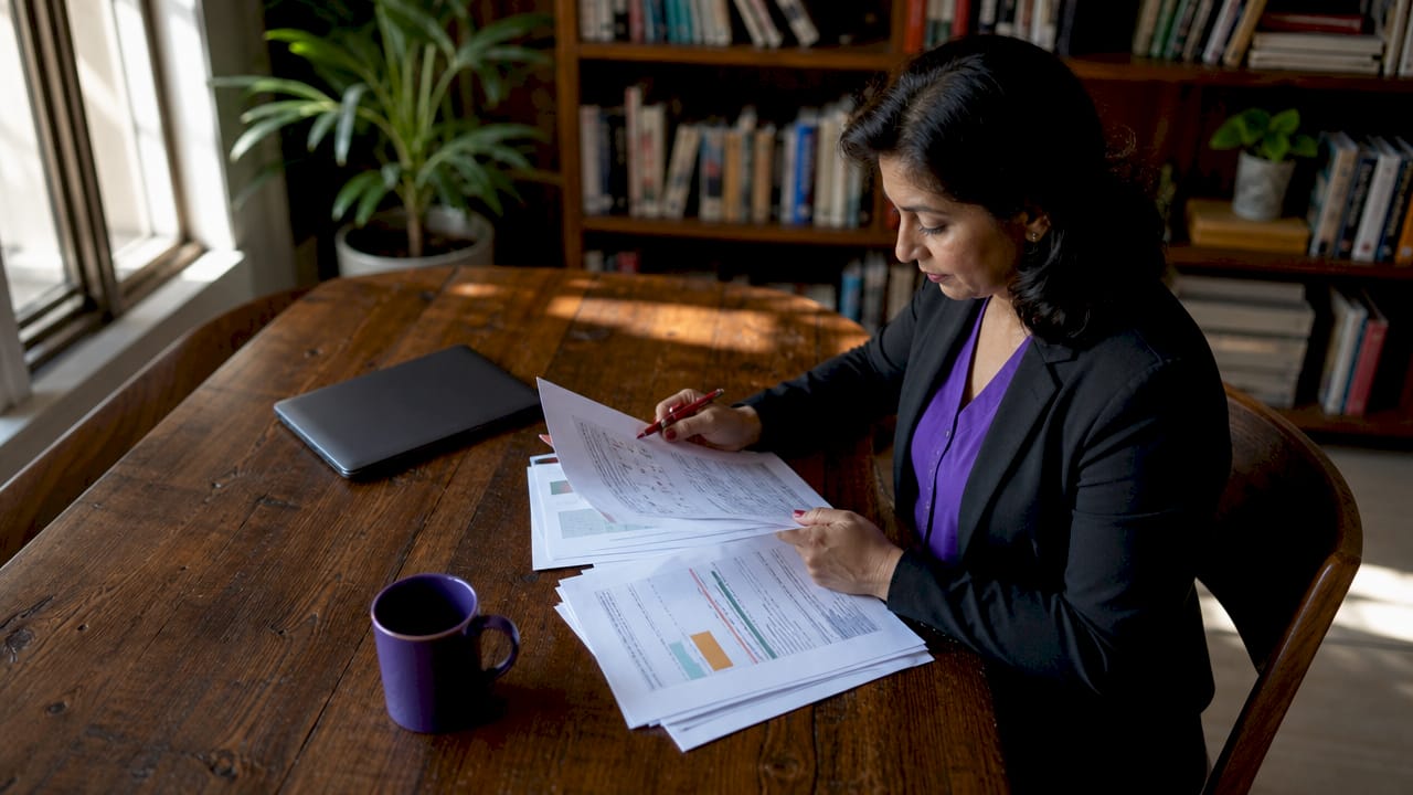 Woman reviewing ISO 27001 remediation reports