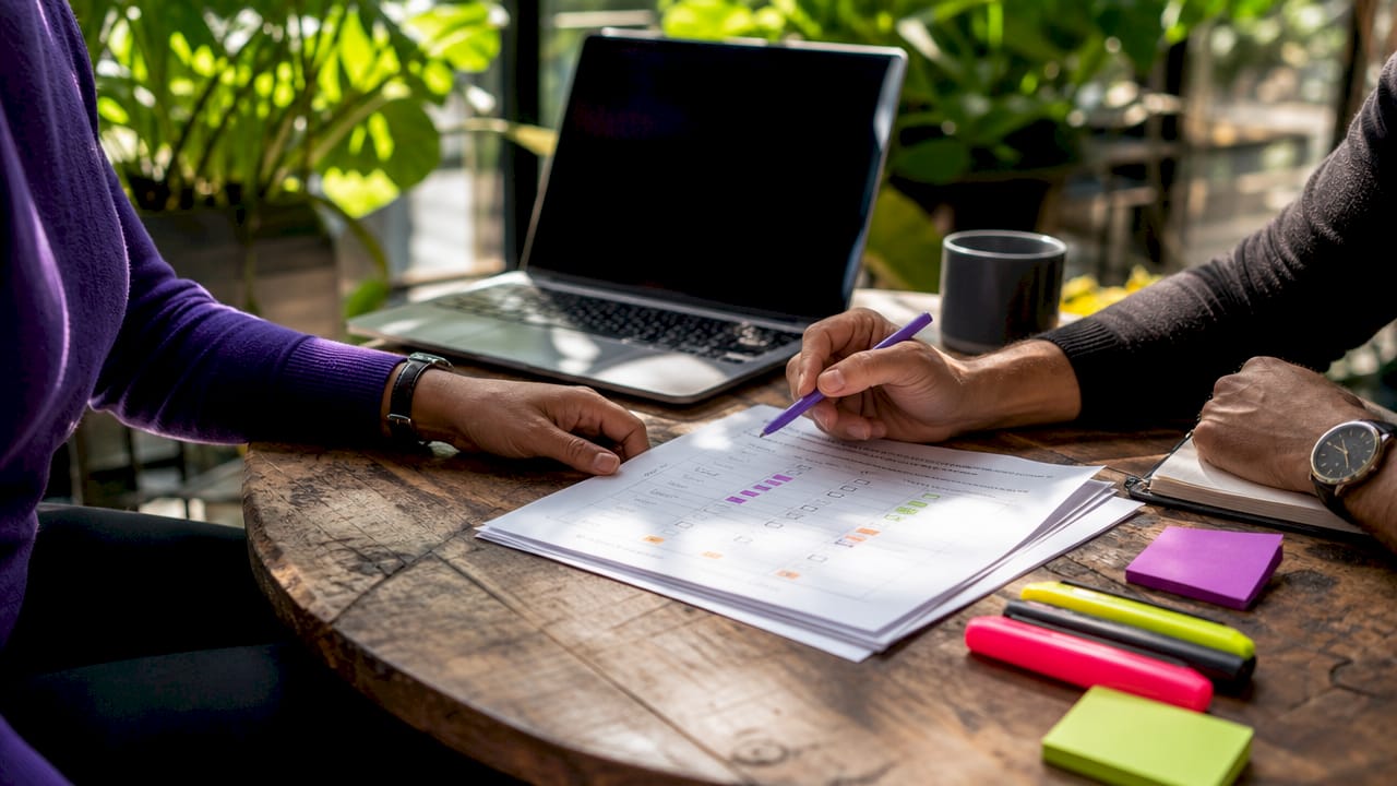 Overhead view of supplier control documents review