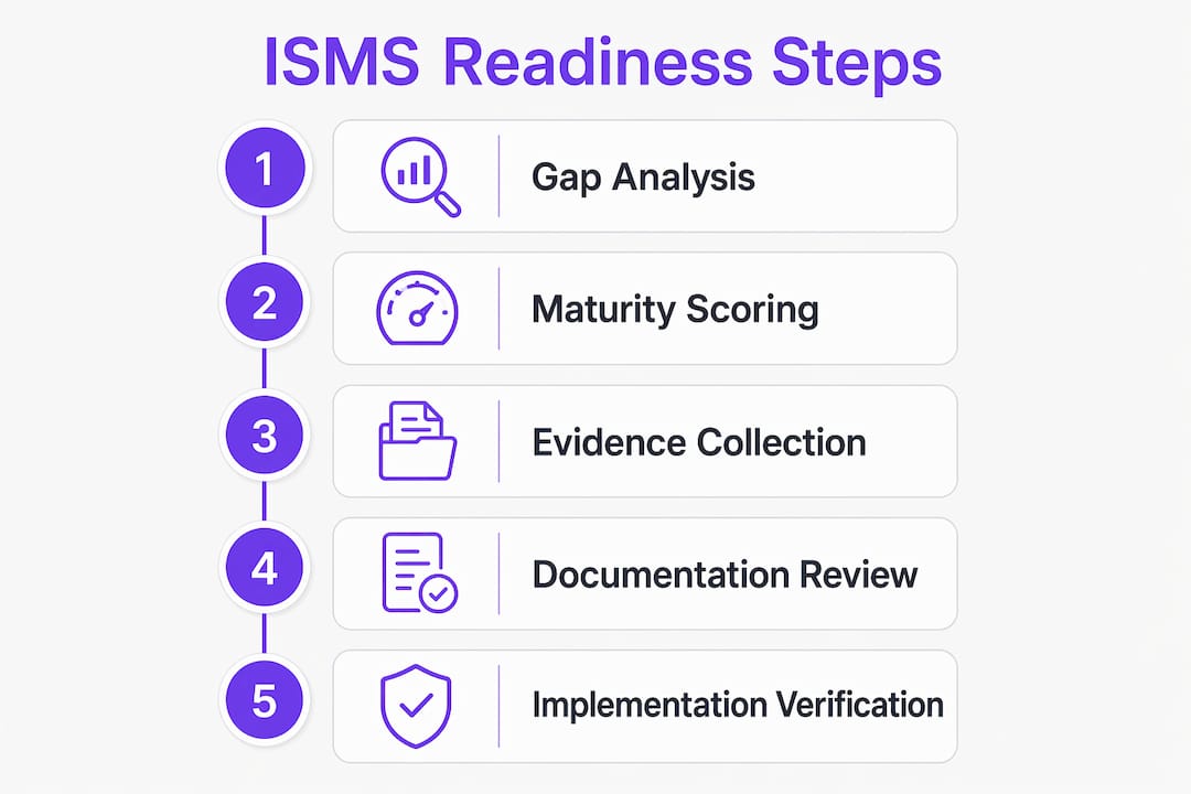 Infographic depicting ISMS readiness assessment steps