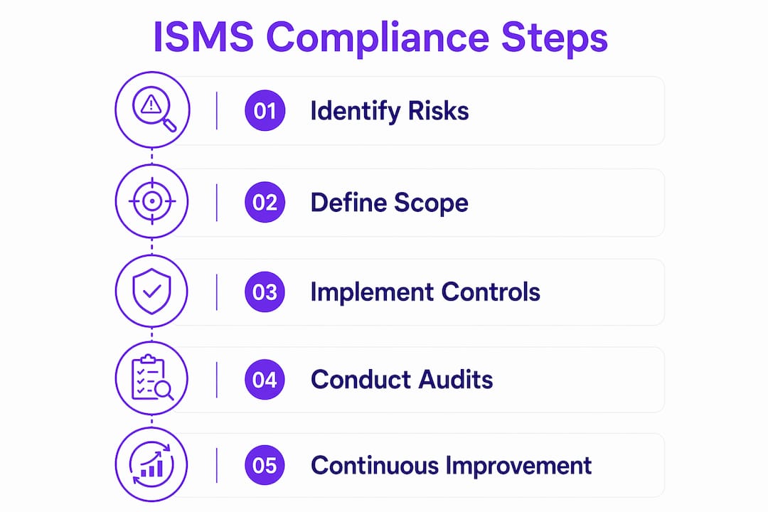 Infographic showing ISMS compliance step-by-step process