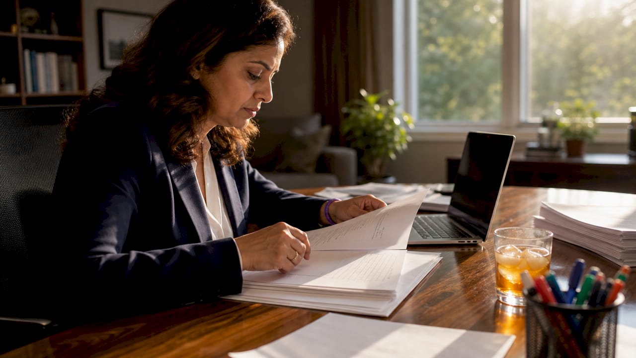 Professional reviewing ISO 27001 risk documents