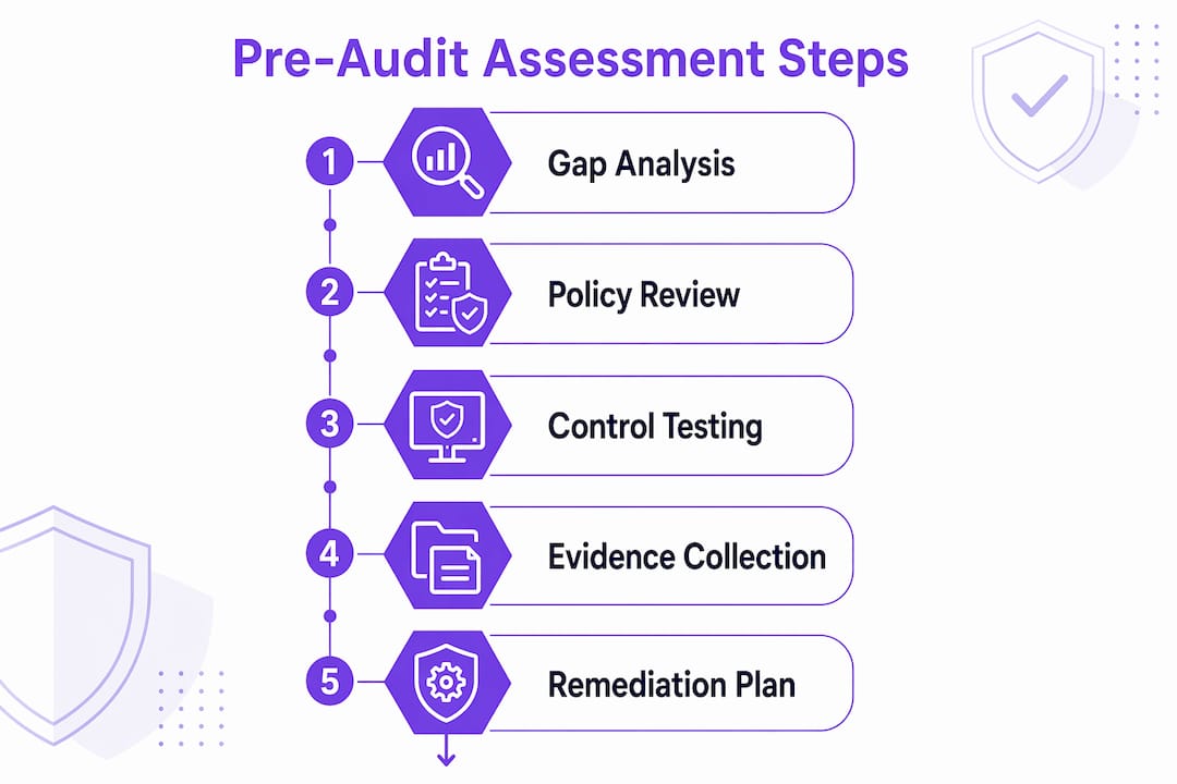 Infographic showing pre-audit assessment step flowchart