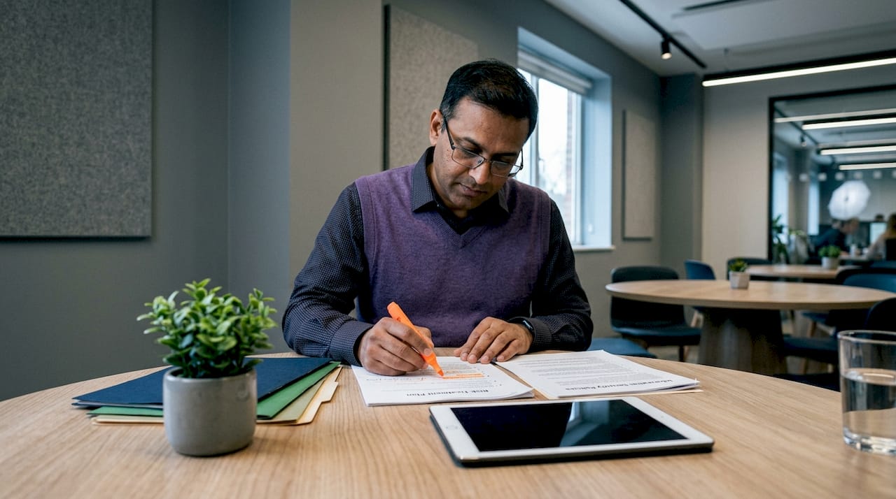 Man reviewing ISMS governance policies