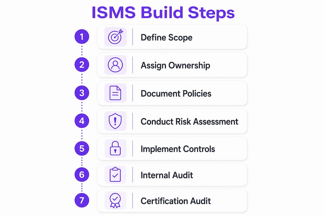 Infographic illustrating ISMS build process steps