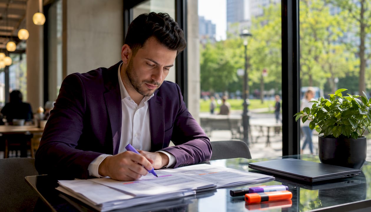 Officer reviewing ISO 27001 and Zero Trust documents
