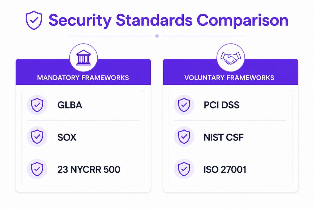 Infographic comparing mandatory and voluntary US financial security standards