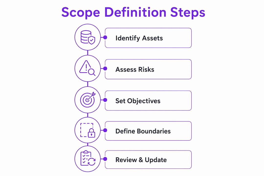 Infographic showing steps to define compliance scope
