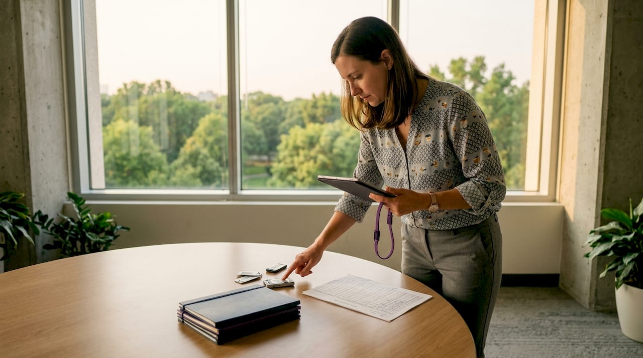 IT auditor cross-checking asset inventory