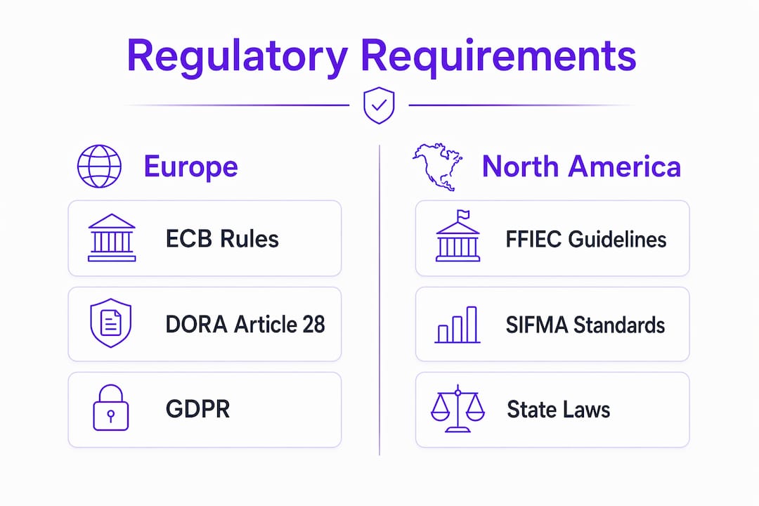 Infographic comparing cloud risk regulations Europe vs North America