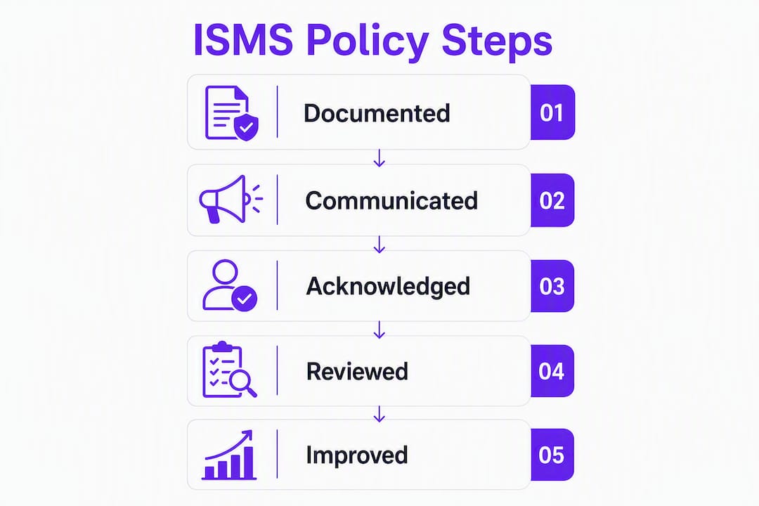 Infographic showing ISMS policy key steps