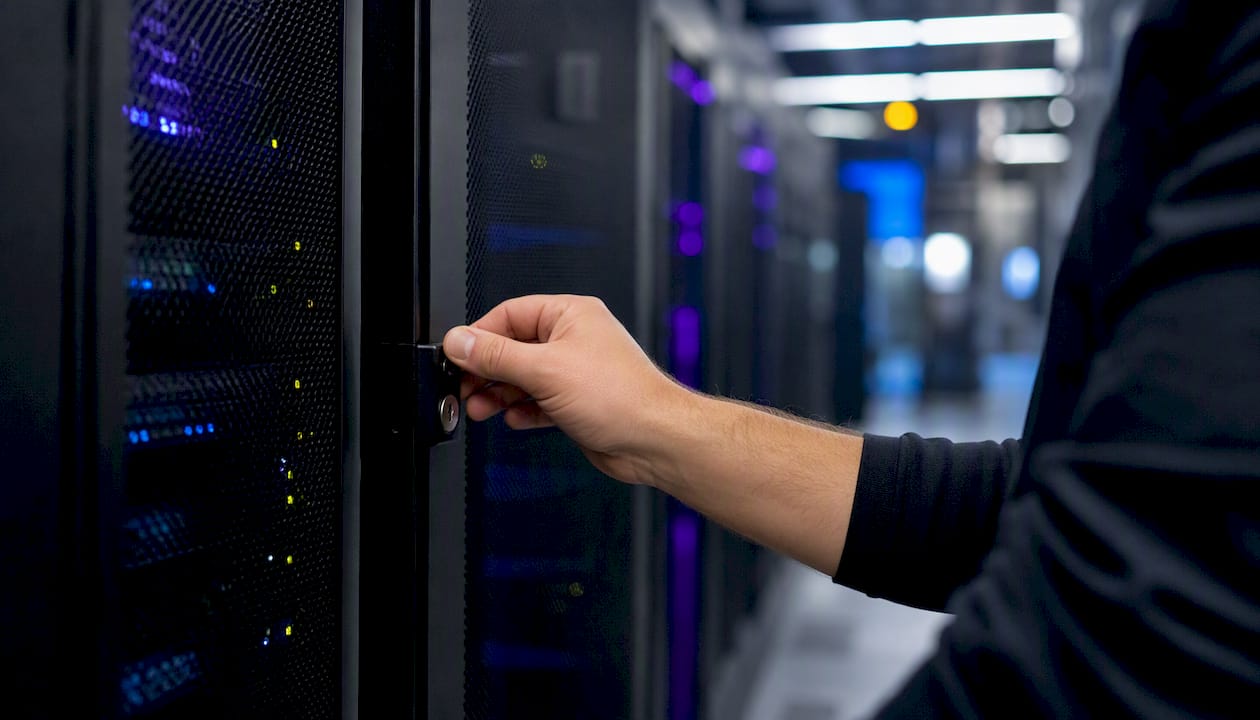 Hand locking server cabinet in data center