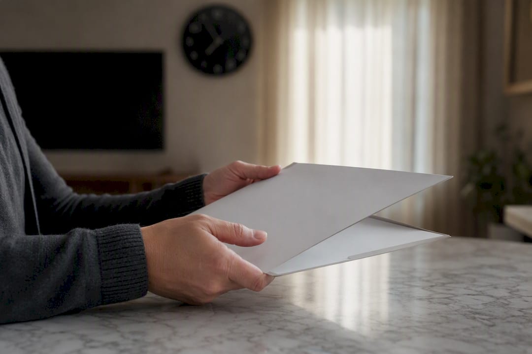 Hands reviewing conformity assessment report folder