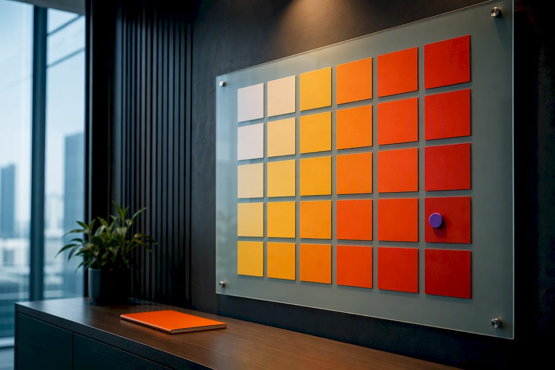 5×5 ISO risk matrix on glass board