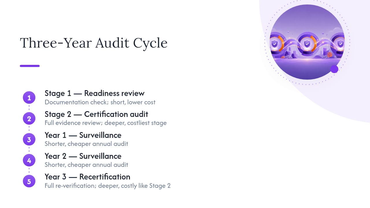 Three-year ISO 27001 audit lifecycle diagram