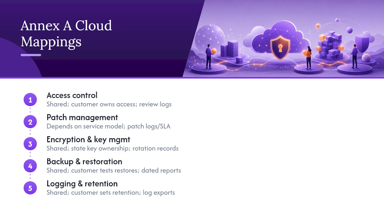 Six Annex A cloud control mappings