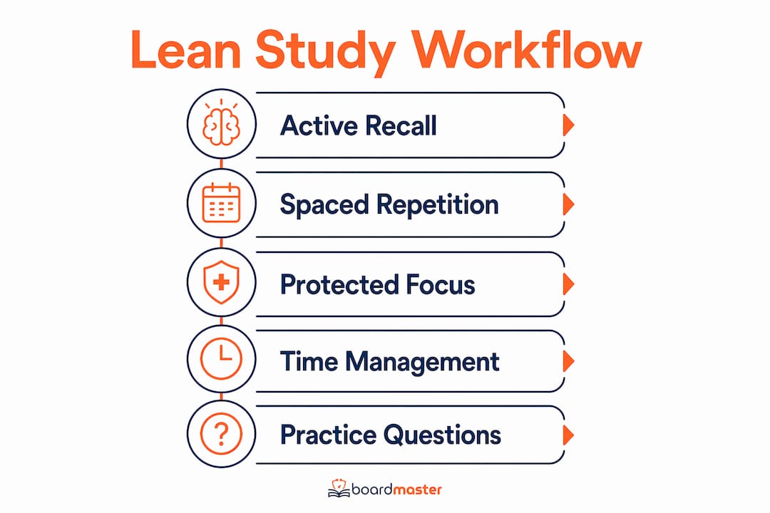 Infographic showing lean study workflow key steps