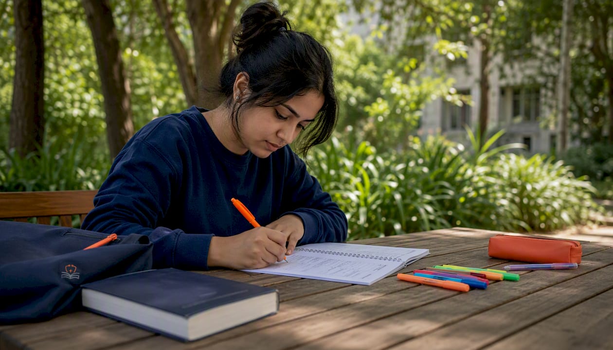 Student taking strategic notes for clinical vignette answers