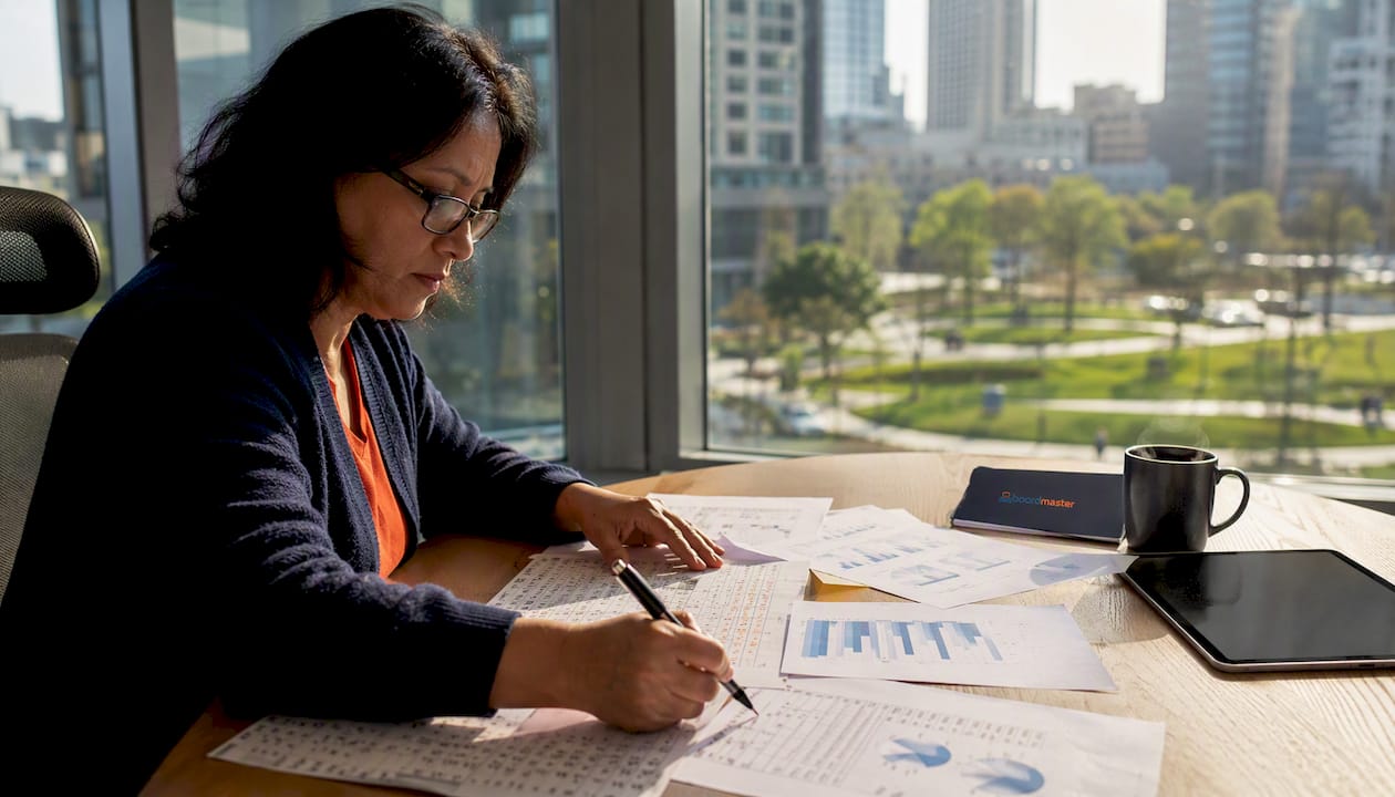 Psychometrician analyzing exam scoring data