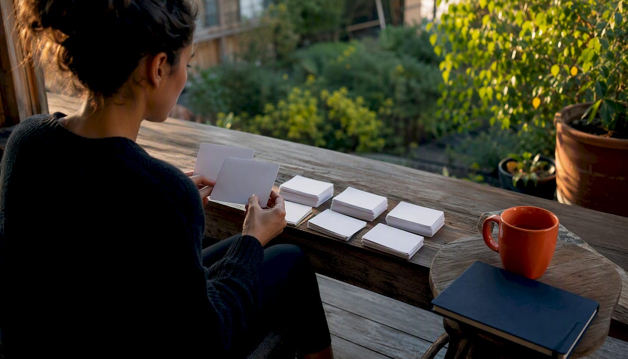 Flashcards arranged for spaced repetition study