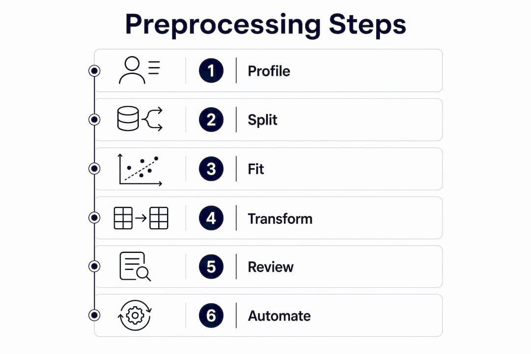 Infographic of preprocessing fitting workflow steps