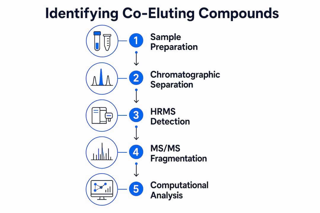Infographic illustrating steps to identify co-eluting compounds