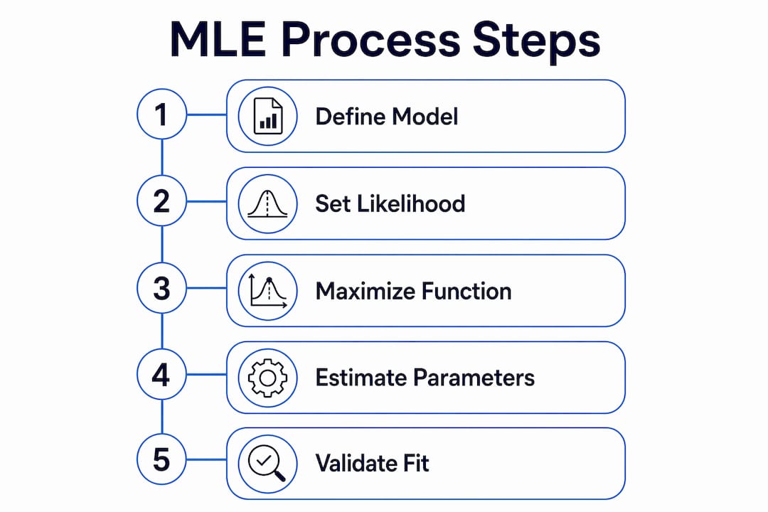 Infographic illustrating maximum likelihood estimation steps