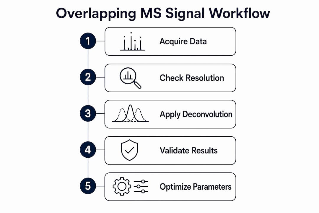 Infographic showing workflow for resolving overlapping MS signals