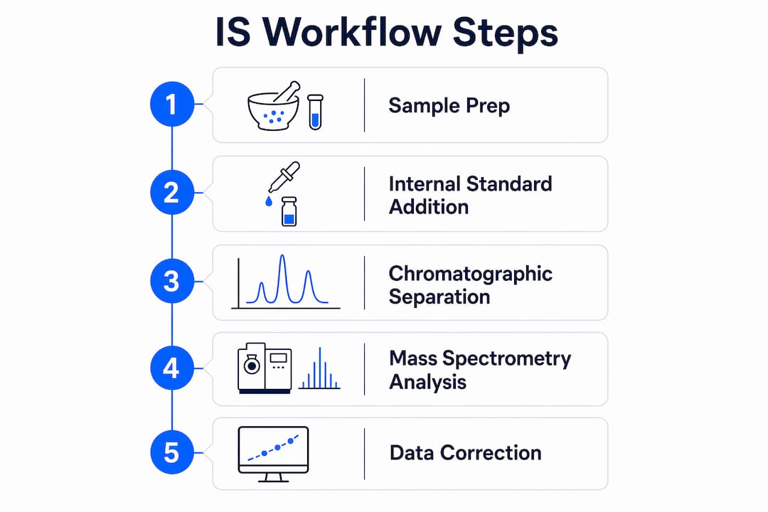Infographic showing internal standards workflow steps