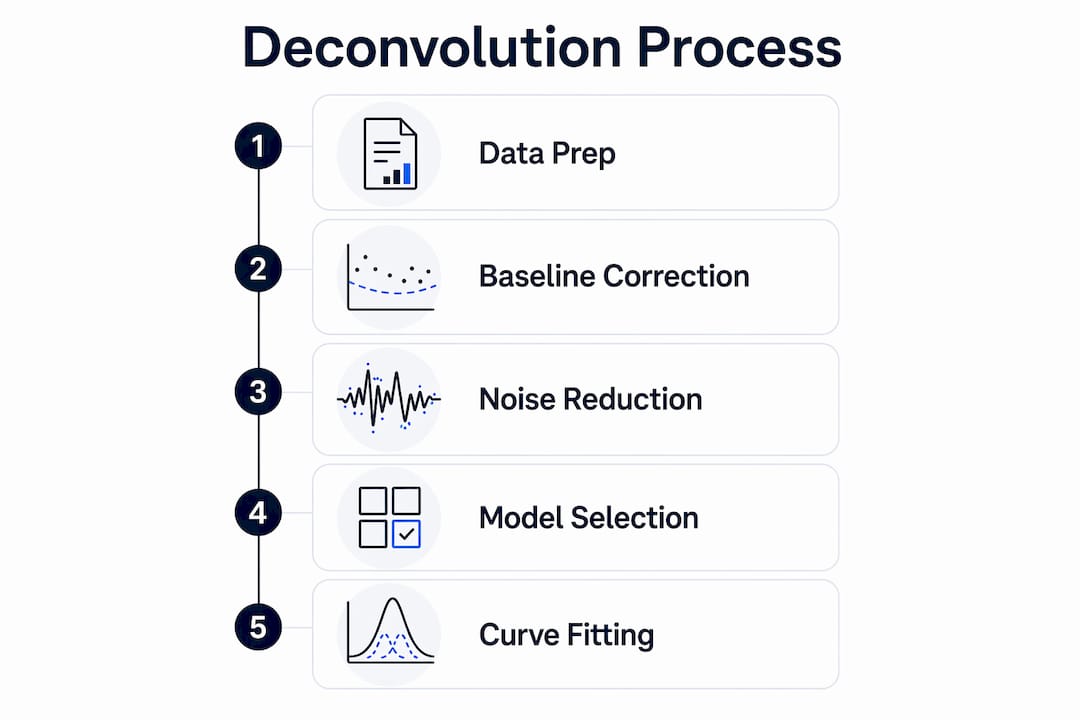 Infographic showing chromatography deconvolution process steps