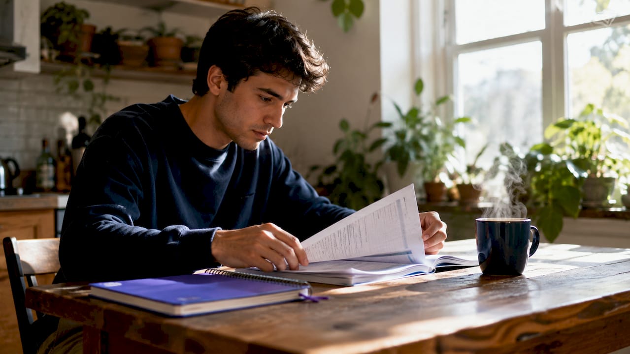 Person using digital degree planning tools at desk