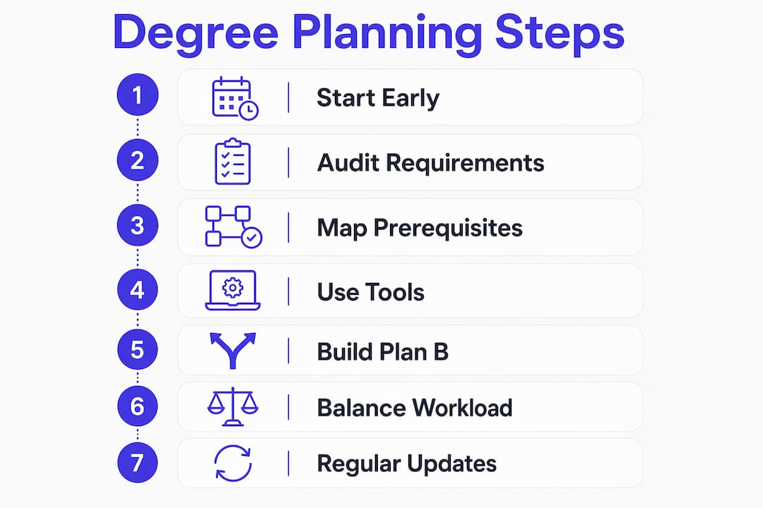Infographic outlining steps in building a degree plan