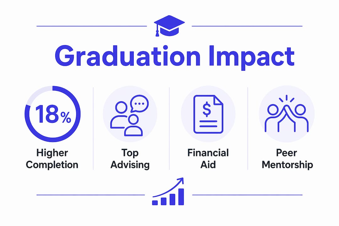 Infographic showing campus resources impact on graduation