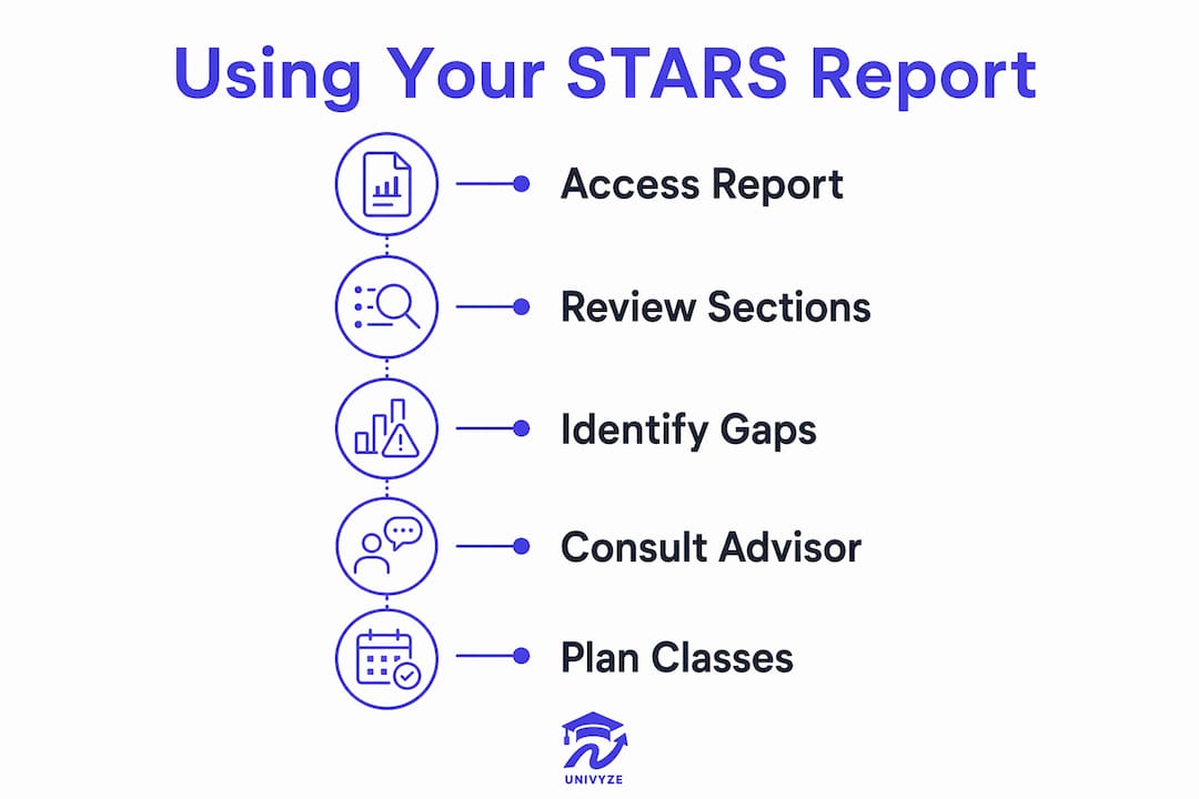 Infographic showing steps to use USC STARS report for planning