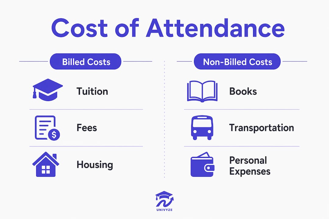 Infographic breaking down college cost components