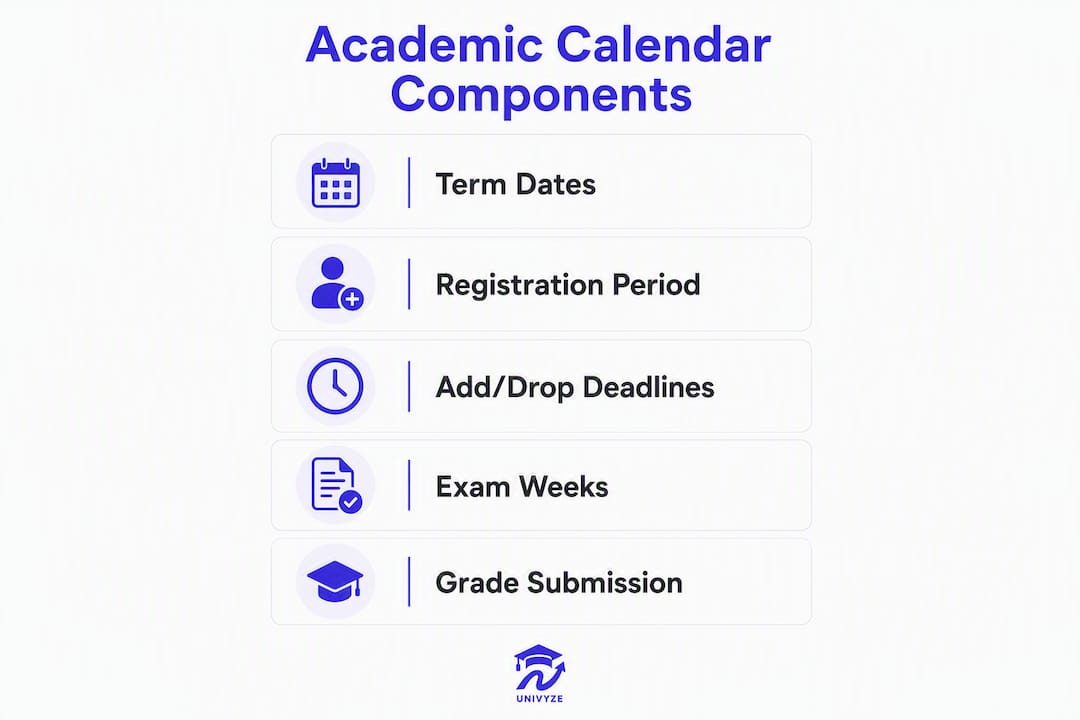 Infographic showing key academic calendar components