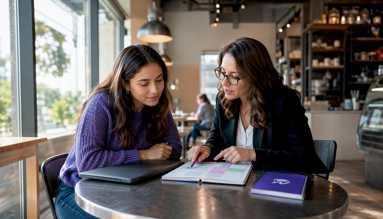 Student and advisor discussing degree plan