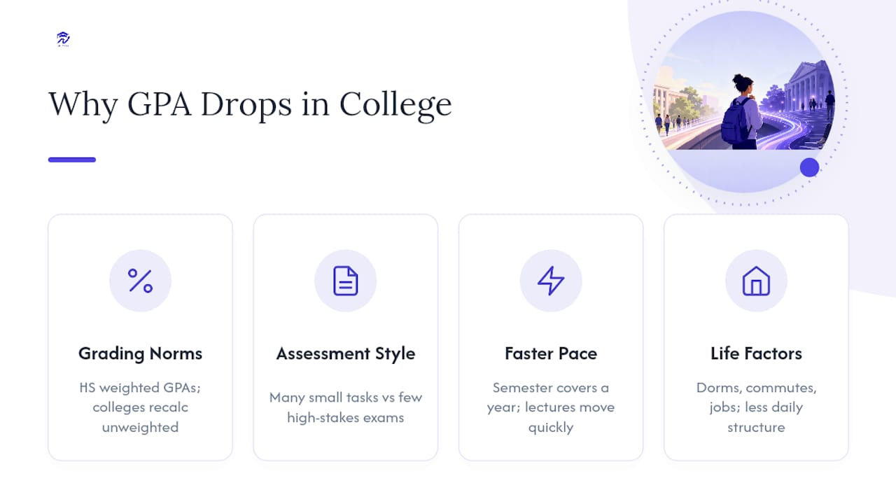 Why does your GPA usually drop in college? — overview diagram