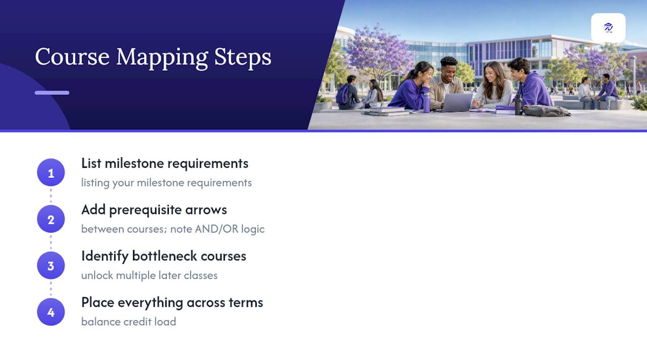 Diagram of degree mapping steps and bottlenecks
