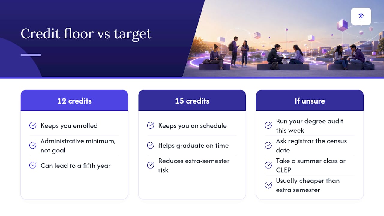 Why 12 credits should be your floor, not your finish line — overview diagram