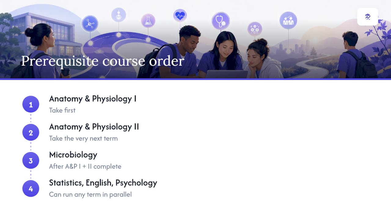 Nursing prerequisite course sequence diagram