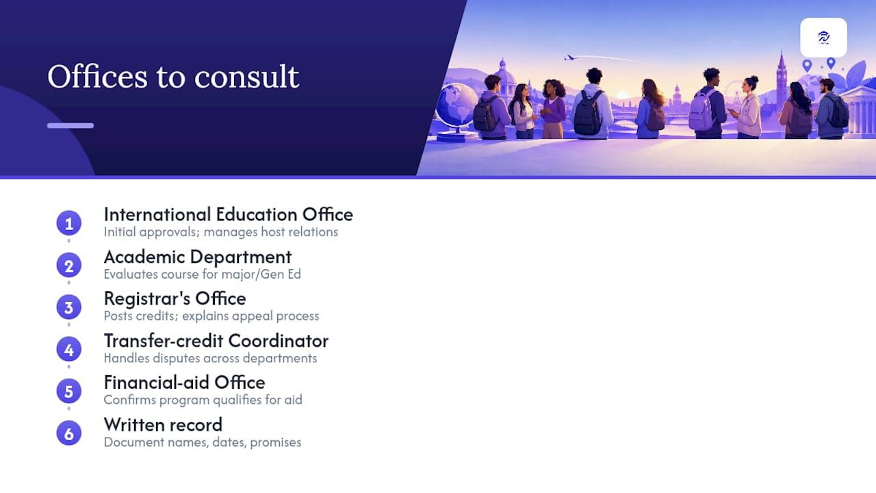 Study abroad credit offices and appeal path
