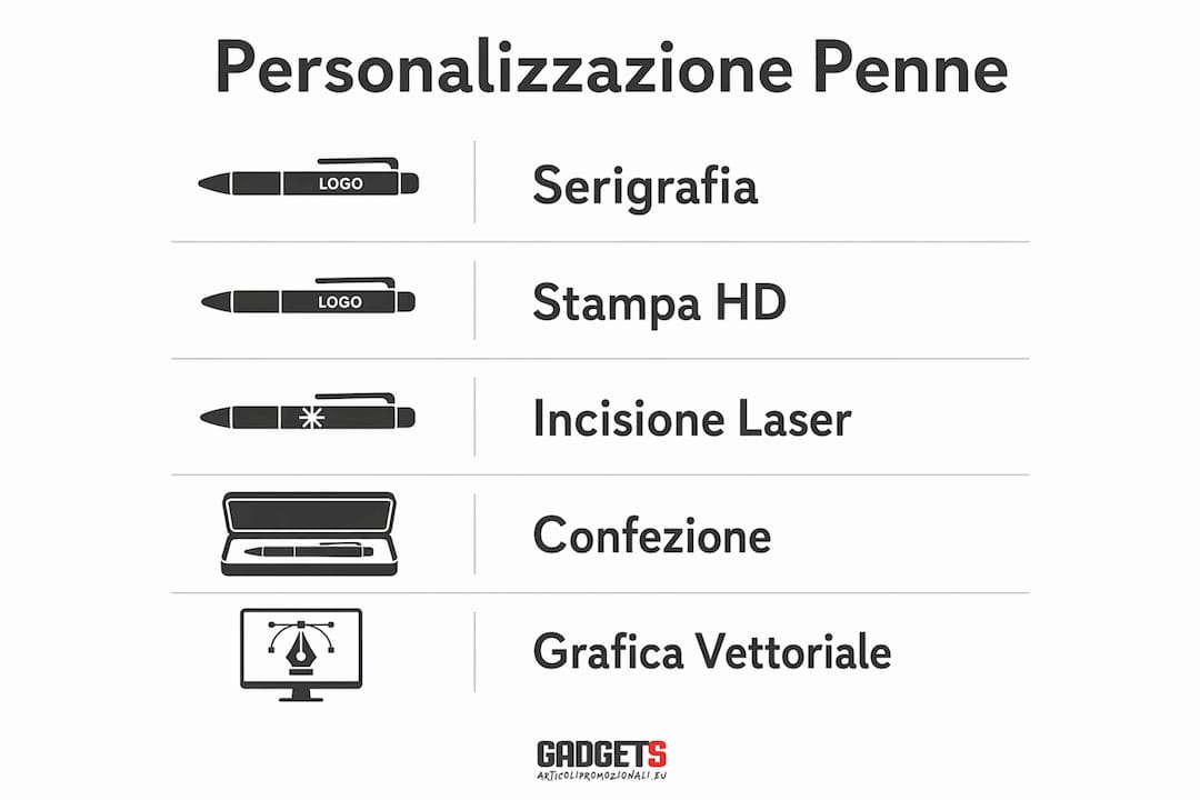 Infografica: tutte le tecniche per personalizzare le penne