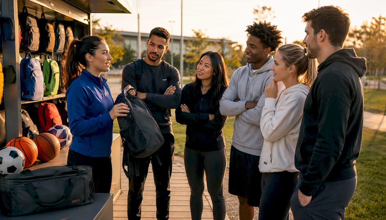 Consegna degli zaini personalizzati alla squadra presso il centro sportivo