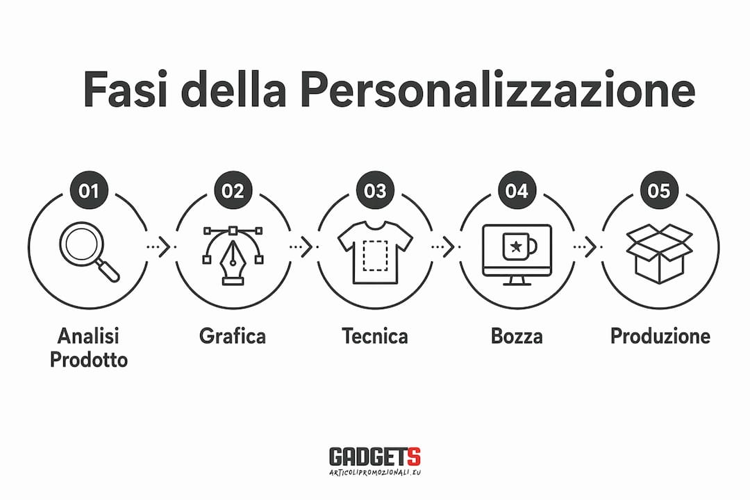 Infografica: le 5 tappe fondamentali per la personalizzazione dei prodotti aziendali