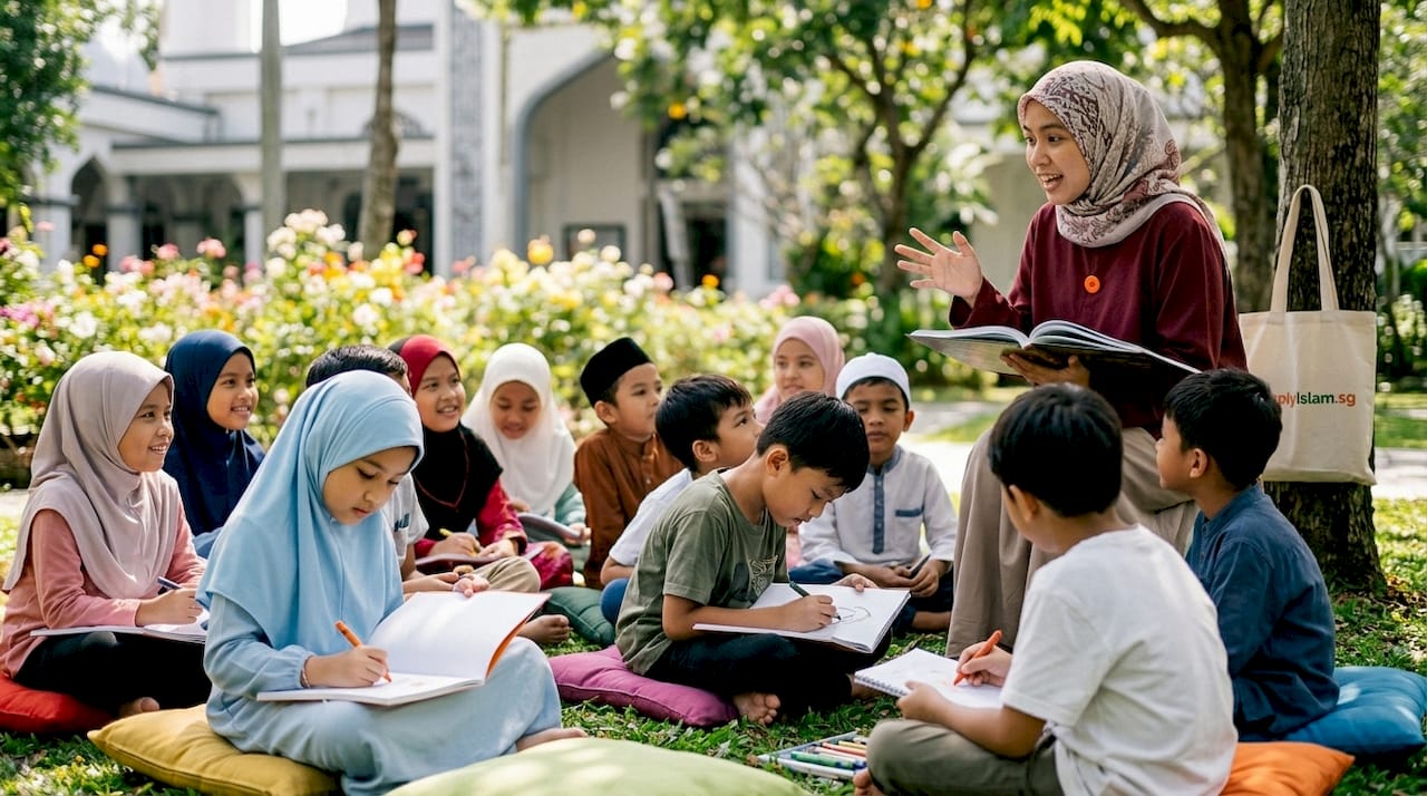 Children learning in mosque weekend Islamic class
