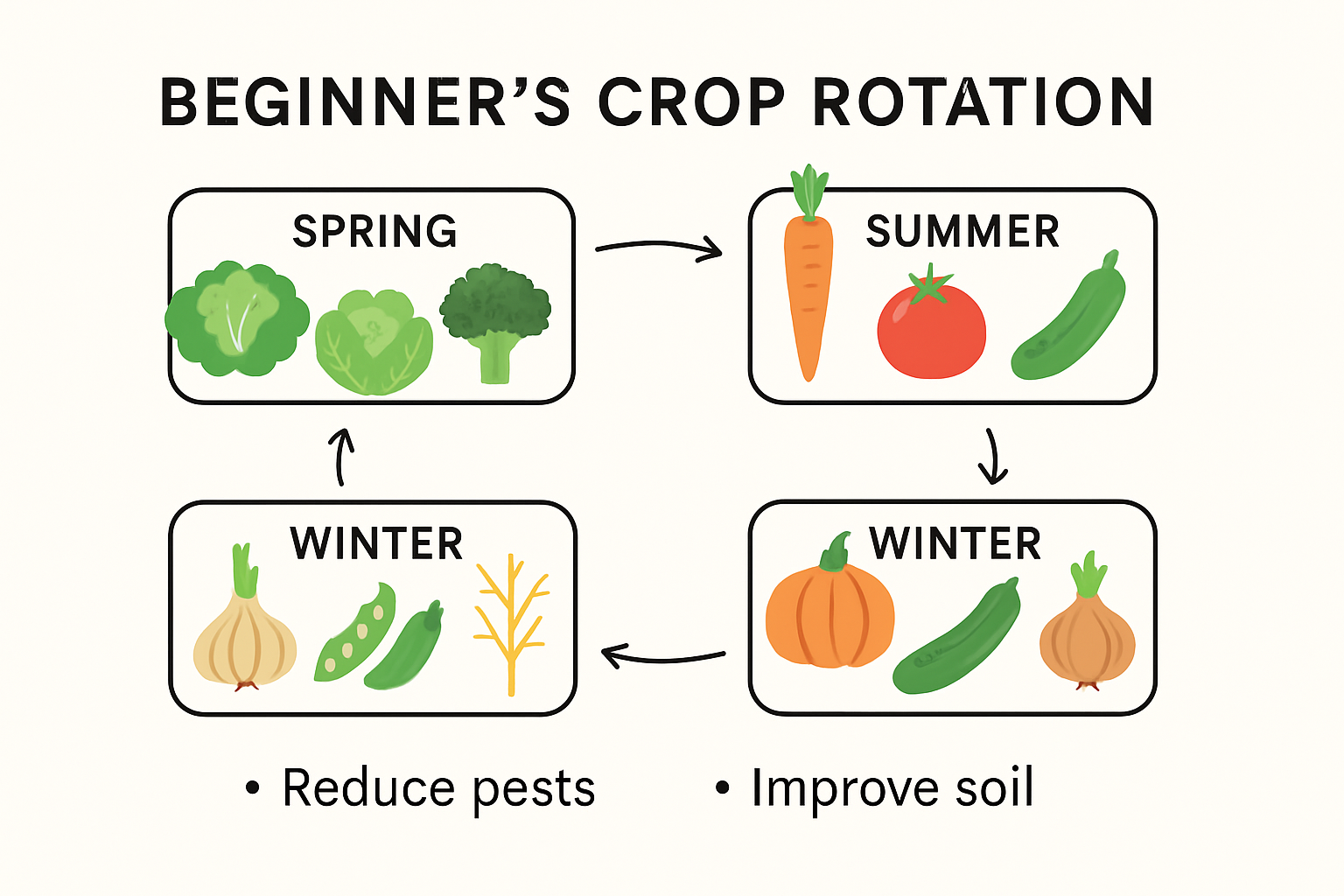 Crop rotation diagram for home vegetable gardening
