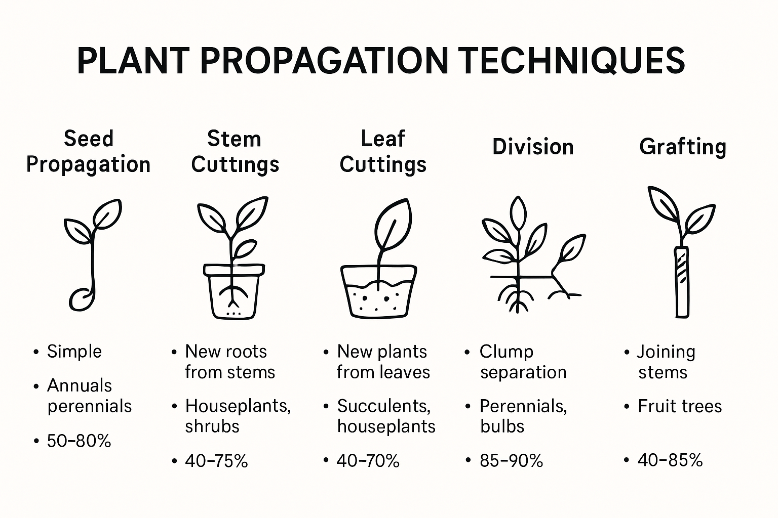 Infographic comparing plant propagation methods