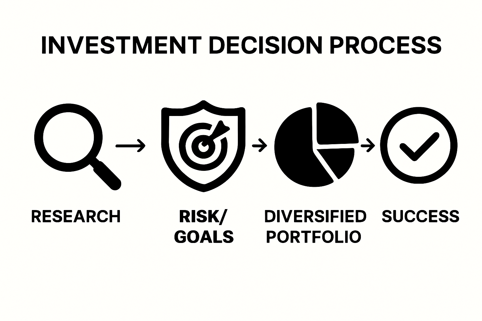 Infographic showing the step-by-step investment decision process in stock analysis