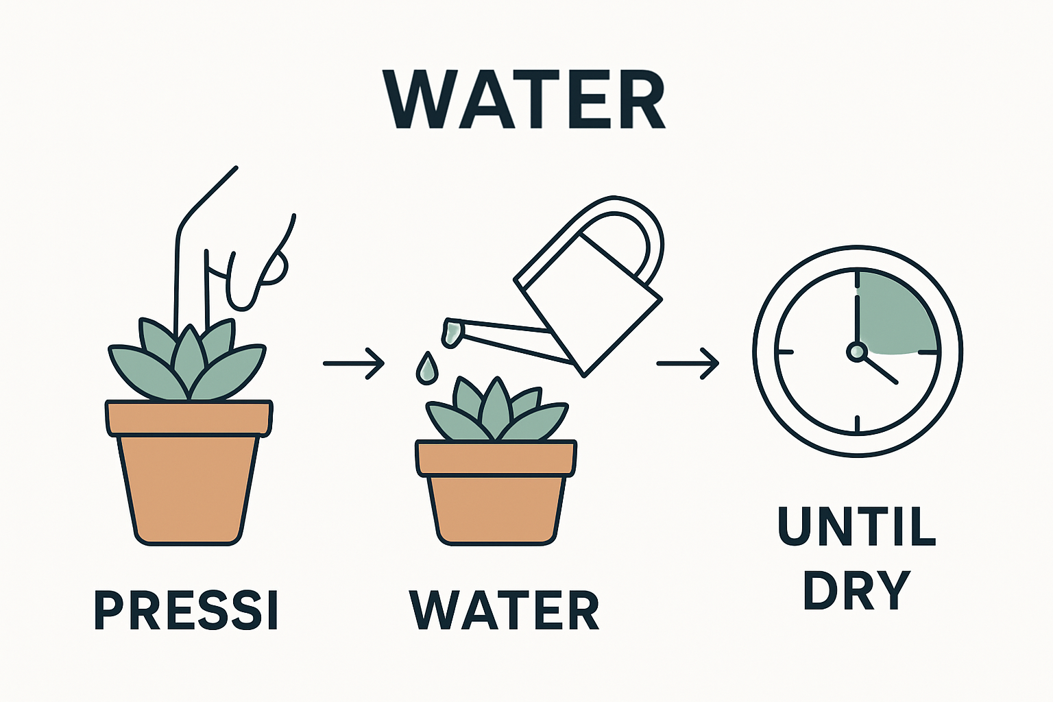 Infographic showing steps for watering indoor succulents